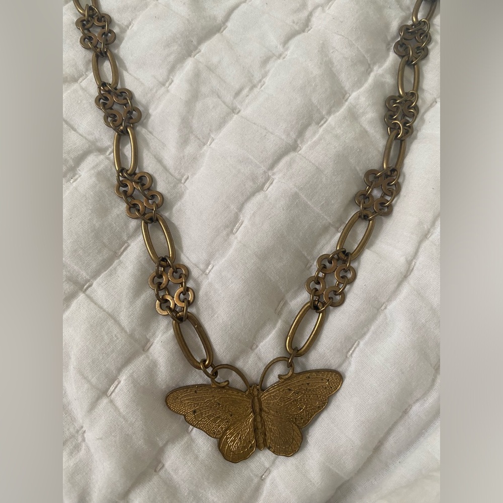 butterfly brass necklace
